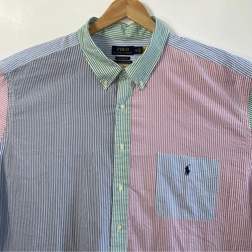 Polo Ralph Lauren Big & Tall Men's Colorblock S/S Button Front Shirt Sz 3XB